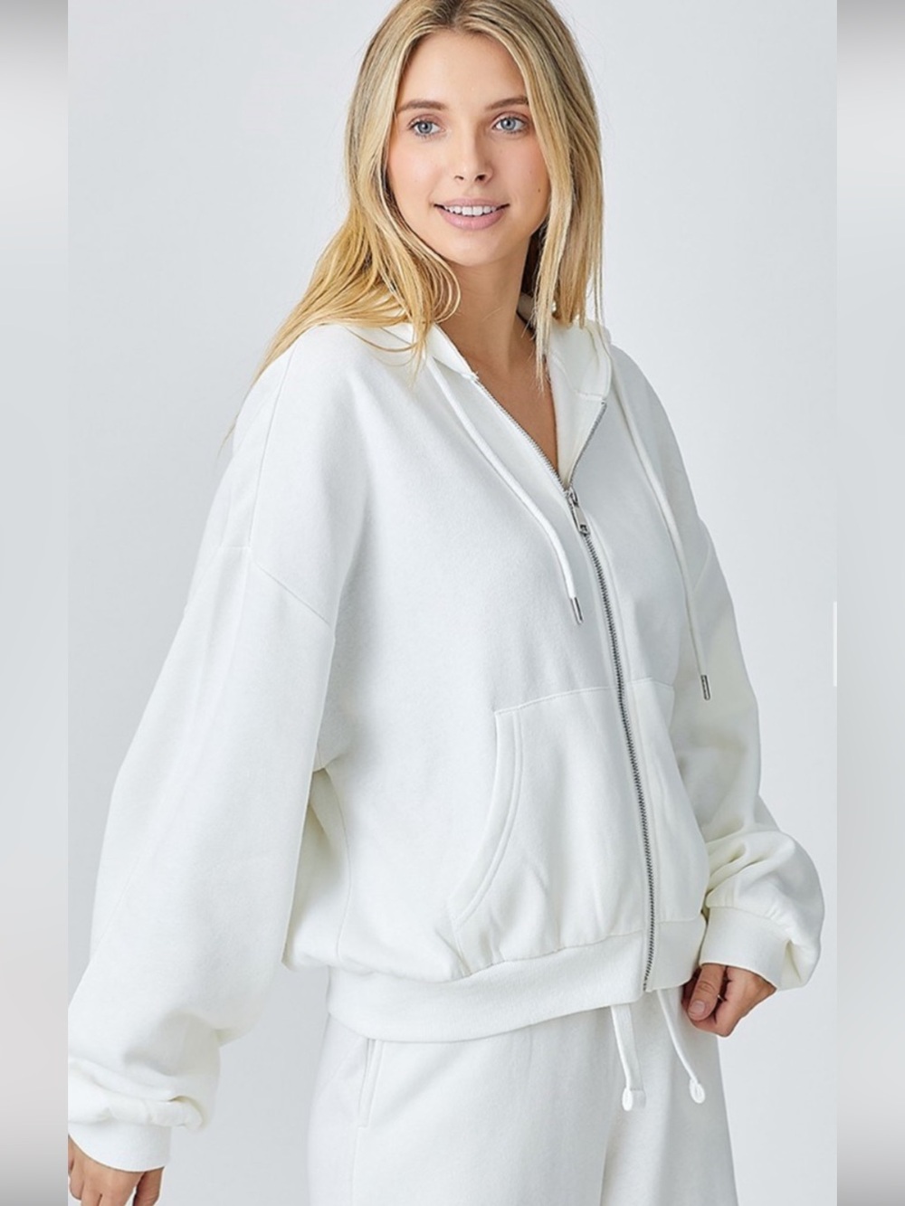 436 SOFT KNIT BALLOON SLEEVE OVERSIZED LOUNGE HOODIE